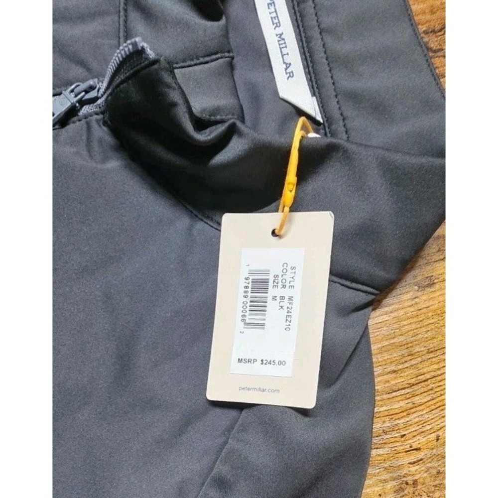 Peter Millar Merge Tour Remium Windbreaker Jacket Black Full Zip Mens Medium NWT - Picture 3 of 6